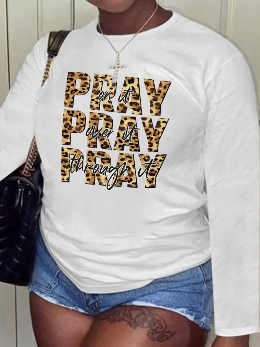 

LW Leopard Letter Print T-shirt, White