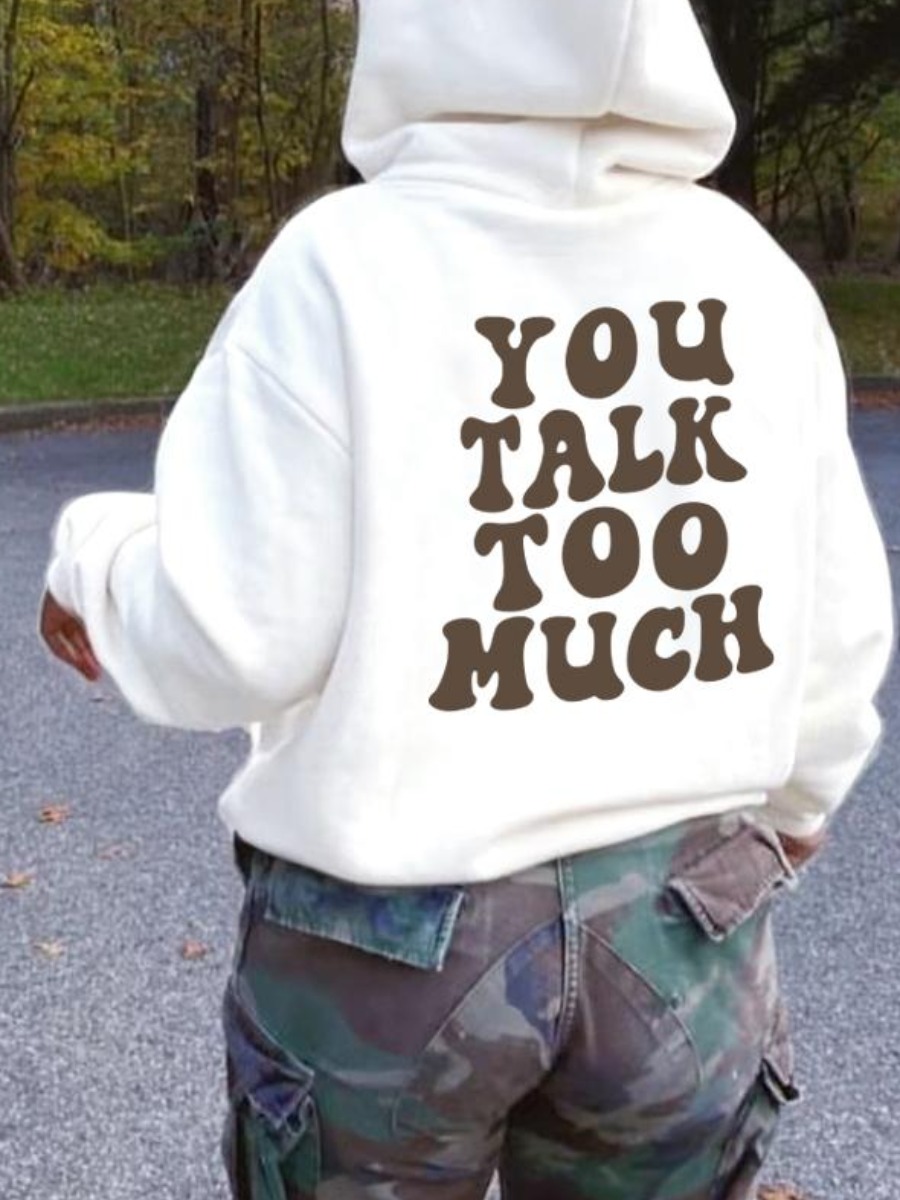 

LW Letter Print Oversized Hoodie, White