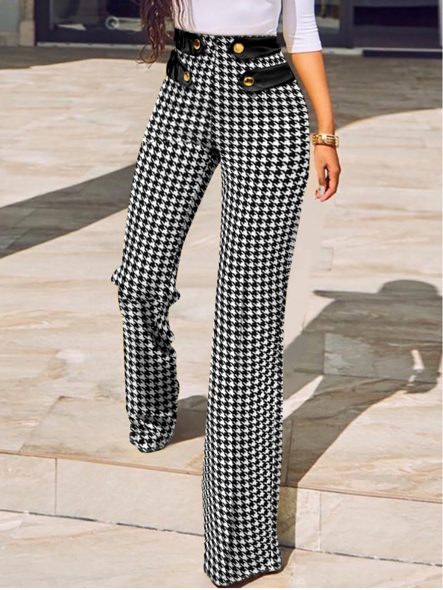 

LW High-waisted Houndstooth Pants, Black