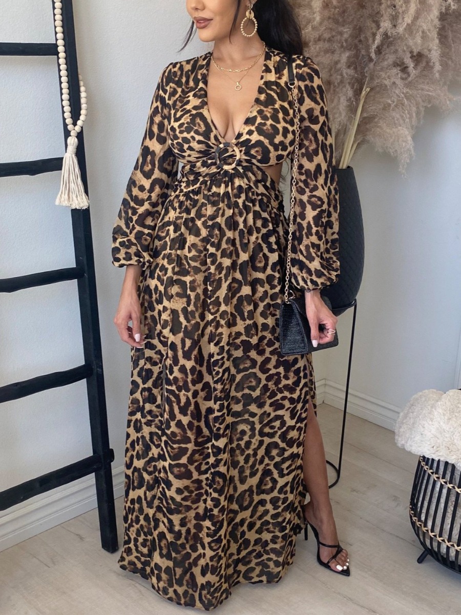 

LW SXY Leopard Print Cut Out A Line Dress