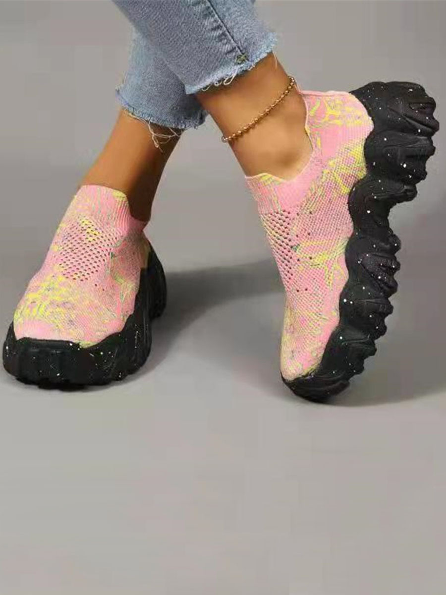 

LW Breathable Mesh Mixed Print Sneakers, Pink