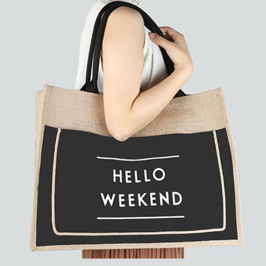 

LW Letter Print Patchwork Shoulder Bag, Black