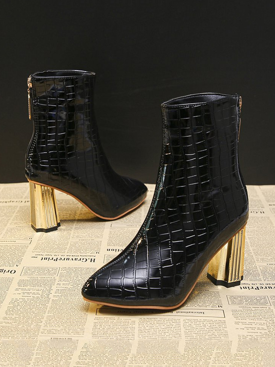 

LW High Heel Zipper Design Booties, Black
