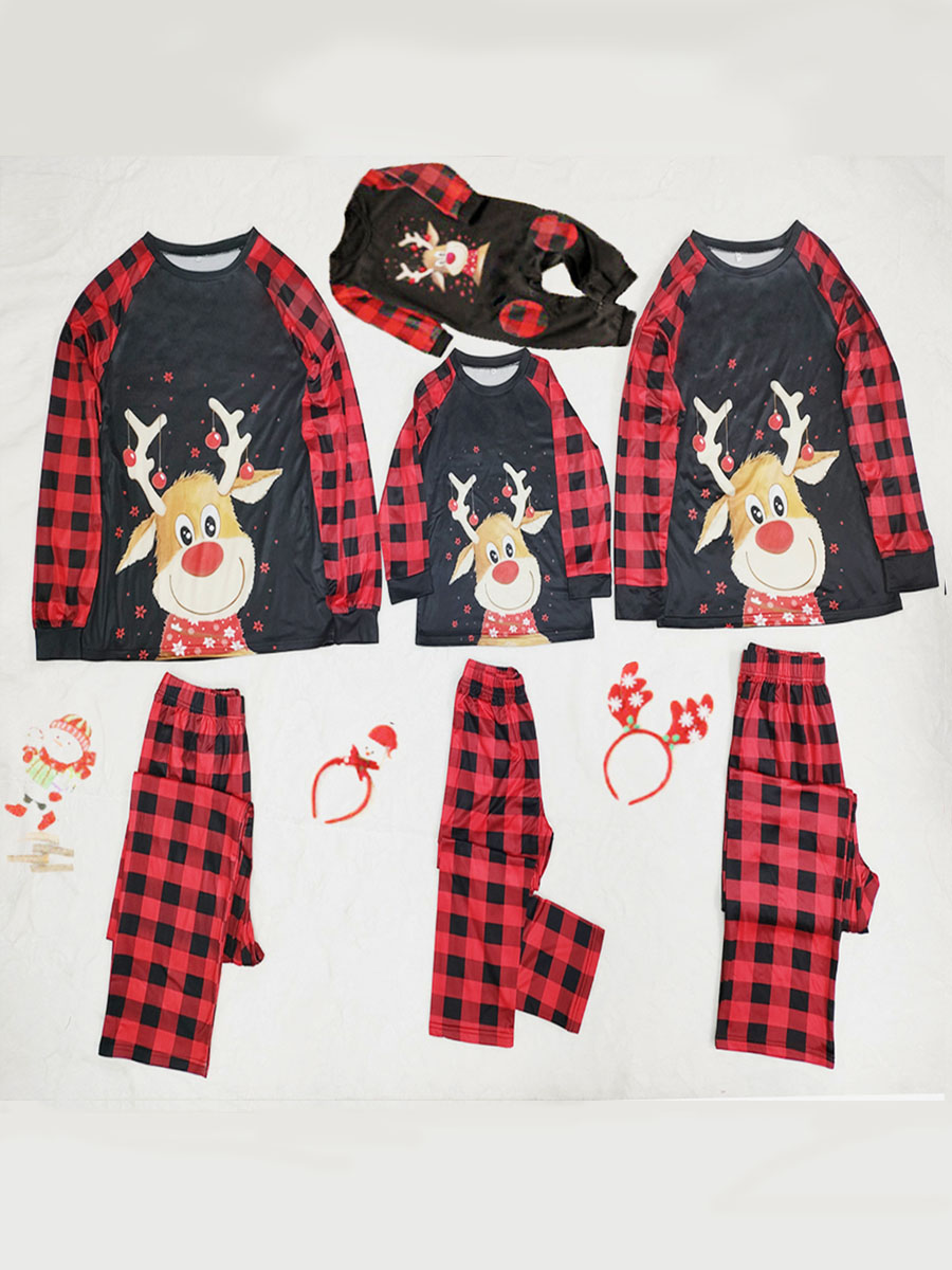 

LW Girl Milk Fiber Plaid Print Matching Outfits, Girls