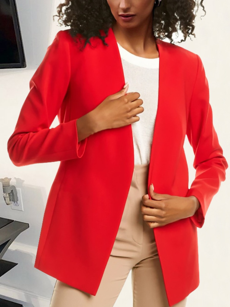 

LW BASICS Solid Loose Blazer, Red