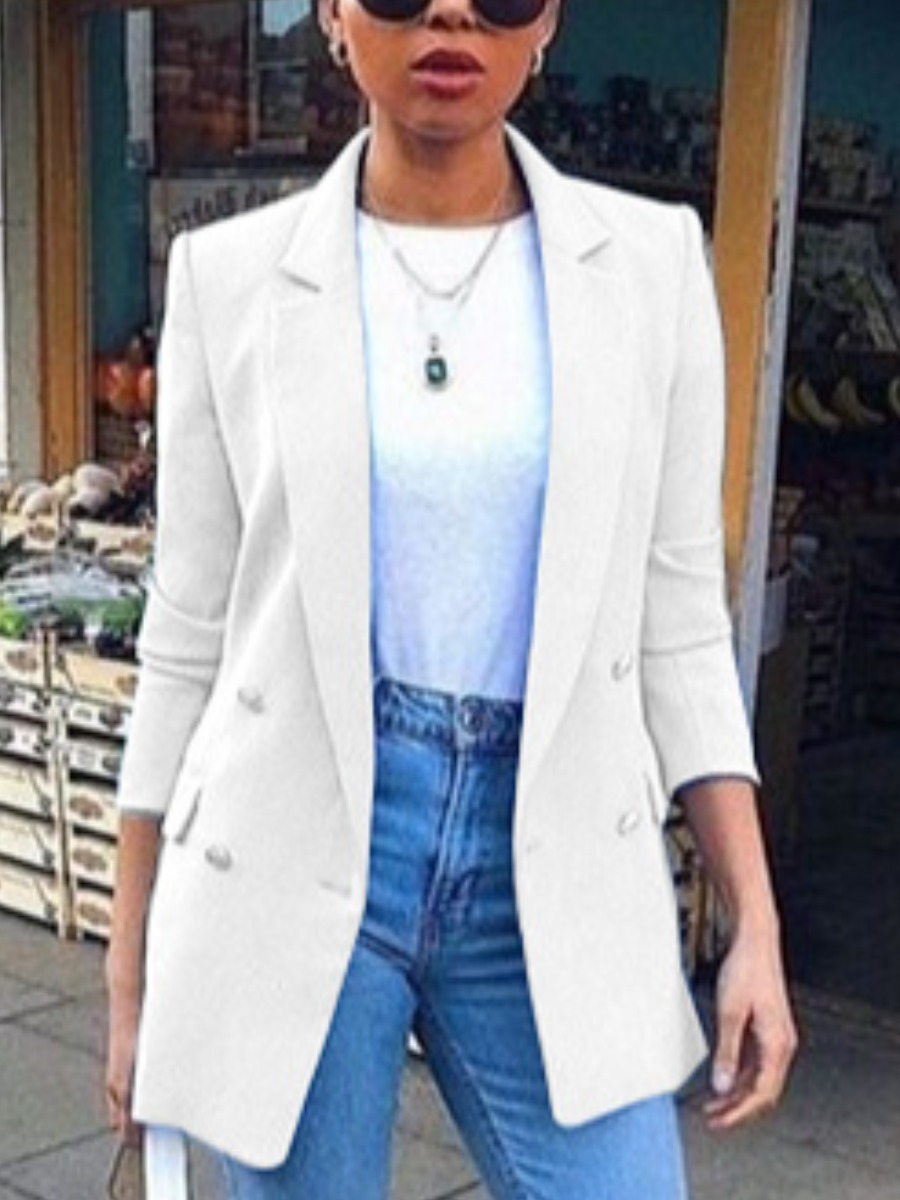 

LW BASICS Pocket Button Design Blazer, White