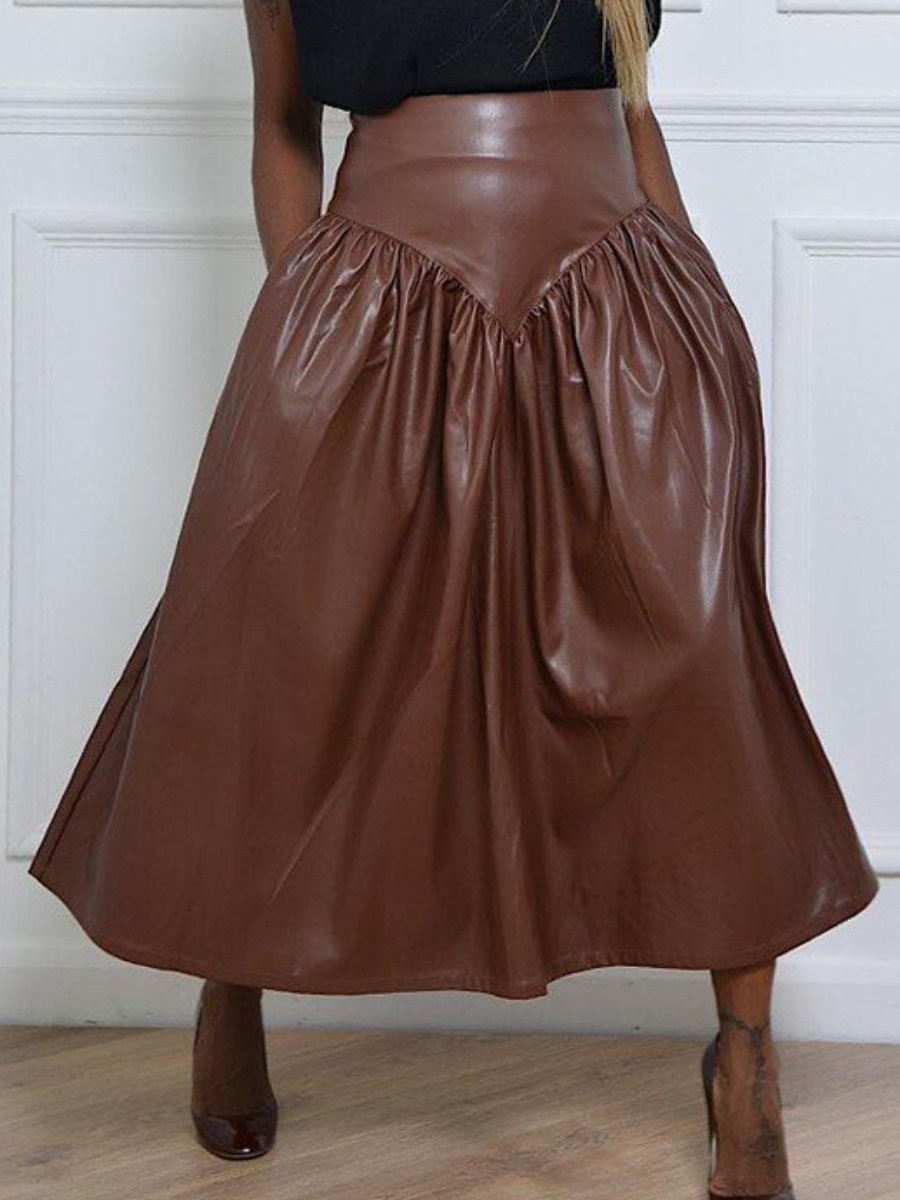 

LW Ruffle Pocket Design Skirt, Brown