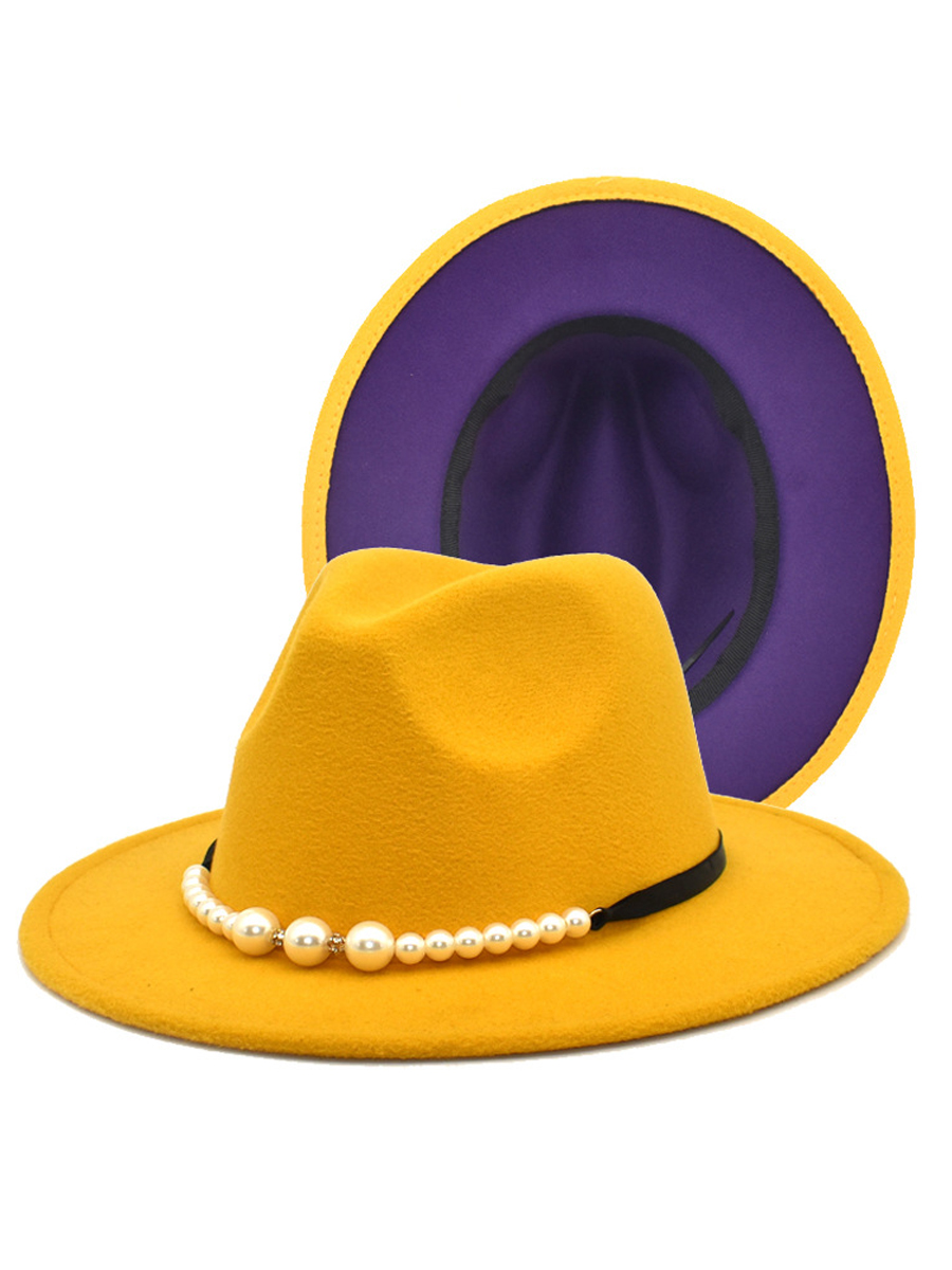 

LW Pearl Decor Jazz Hat, Yellow