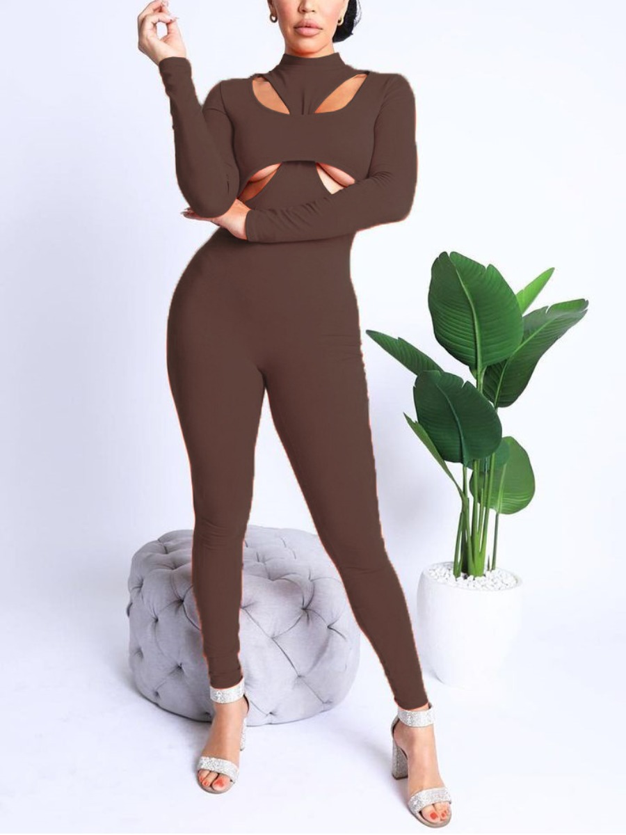 

LW SXY Cut Out Skinny Jumpsuit, Coffee