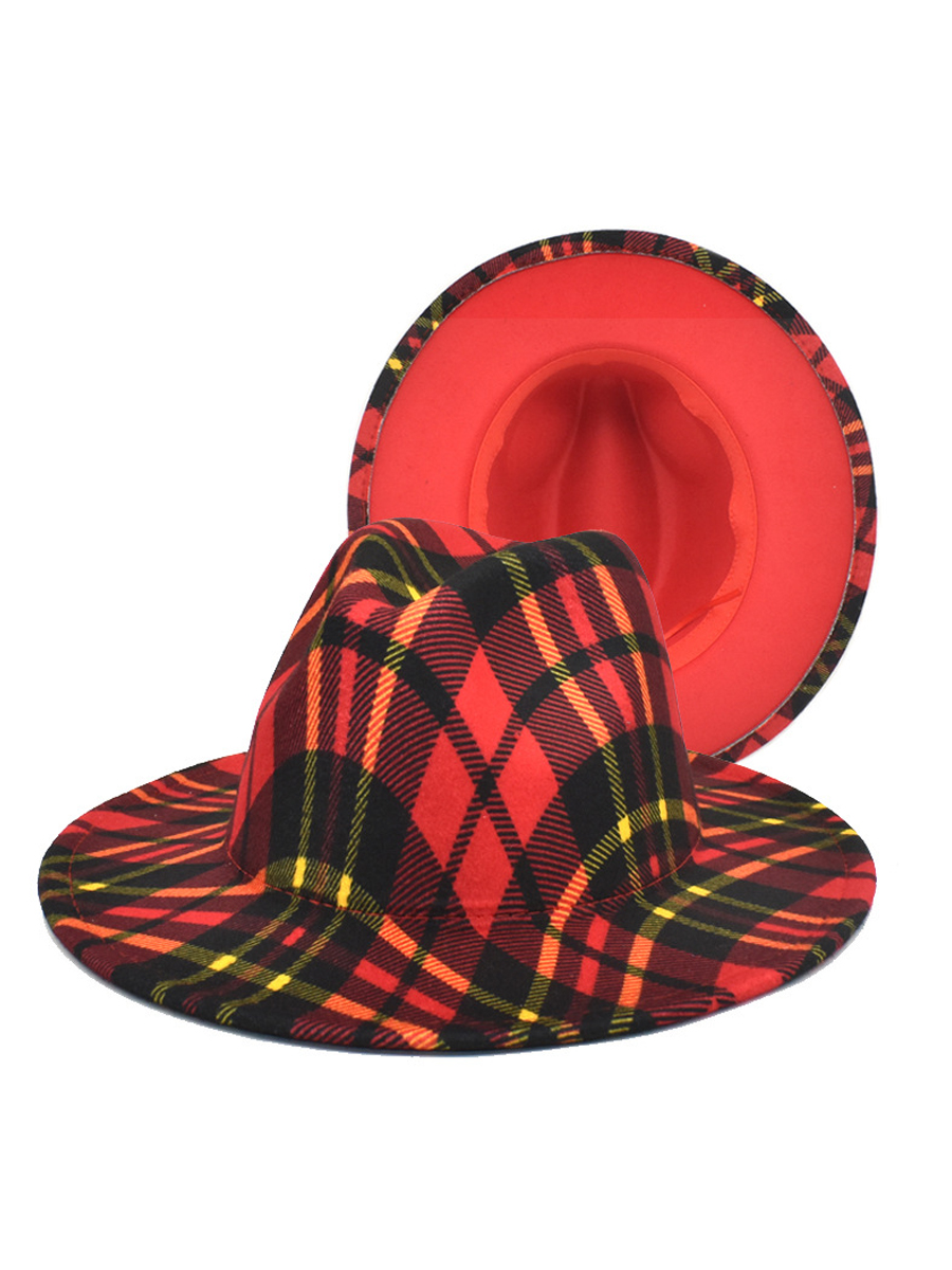 LW Basic Plaid Print Woolen Hats