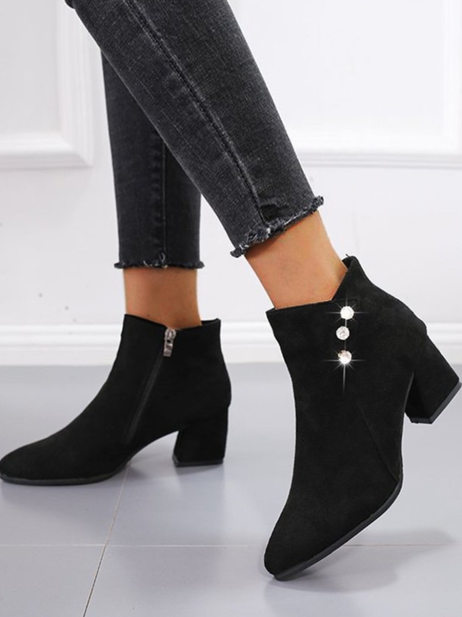 

LW Zipper Design Booties, Black