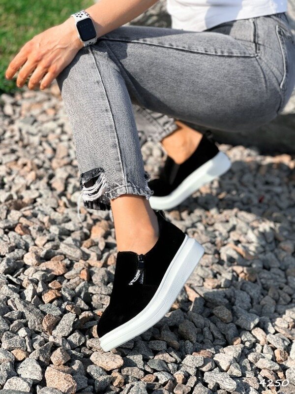 

LW Zipper Design Platform Shoes, Black