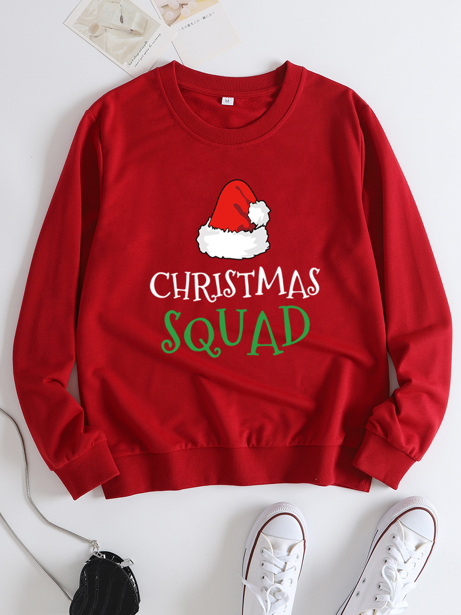 

LW Christmas Day Letter Print Sweatshirt, Red