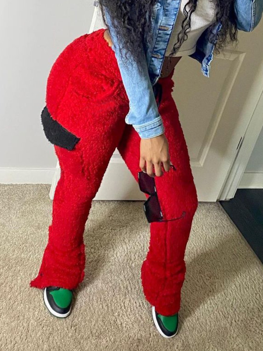 

LW Mid Waist Teddy Pants, Red