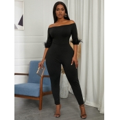 LW Off The Shoulder Tassel Design Jumpsuit