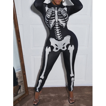 

LW Body Print Skinny Jumpsuit, Black