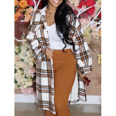 

LW Dropped Shoulder Plaid Print Wool Overcoat, Multicolor mstn
