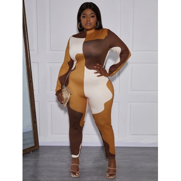 

LW SXY Plus Size Milk Print Patchwork Jumpsuit, Multi