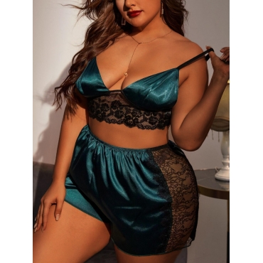 

LW Plus Size See-through Bra Set, Green