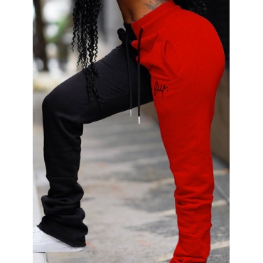 

LW Casual Patchwork Red Pants