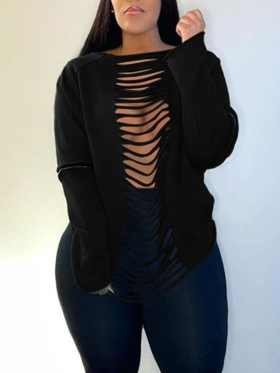 

LW Ripped Loose Sweatshirt, Black