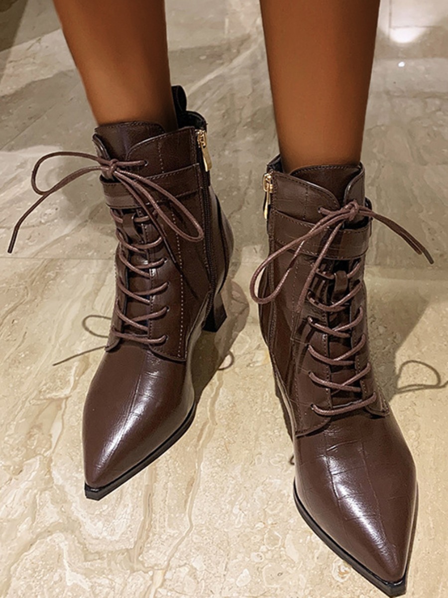 

LW Pointed-toe Booties, Brown