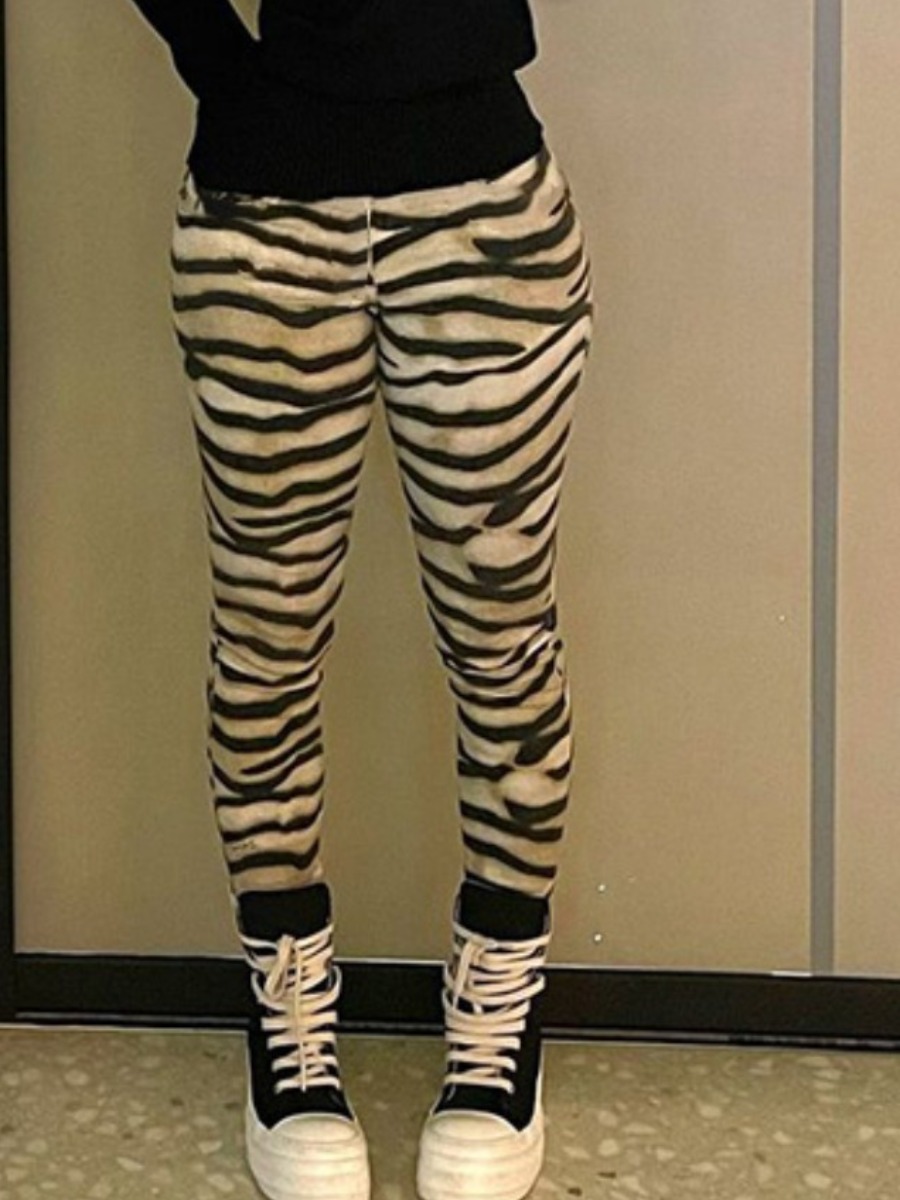 

LW Mid Waist Tiger Striped Leggings, Tiger stripes