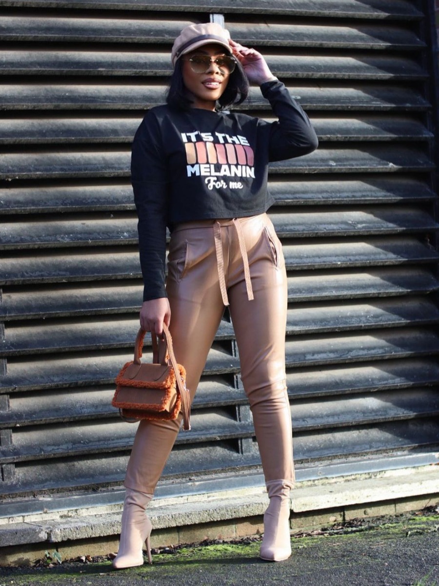 LW Melanin Letter Print T-shirt