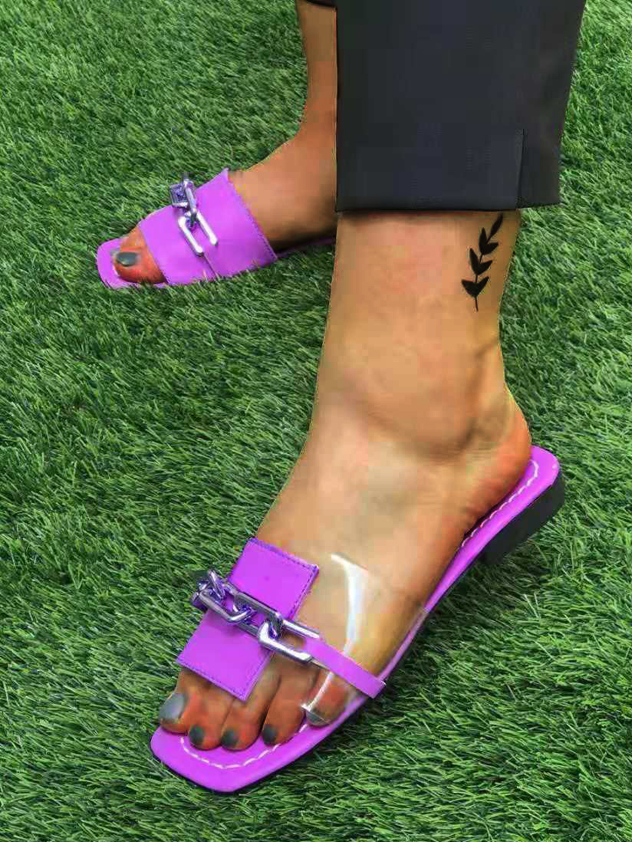 

LW Chain Decor Clear Slippers, Purple