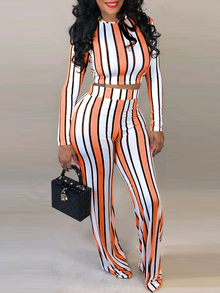 

LW Striped Split Back Pants Set, Multi
