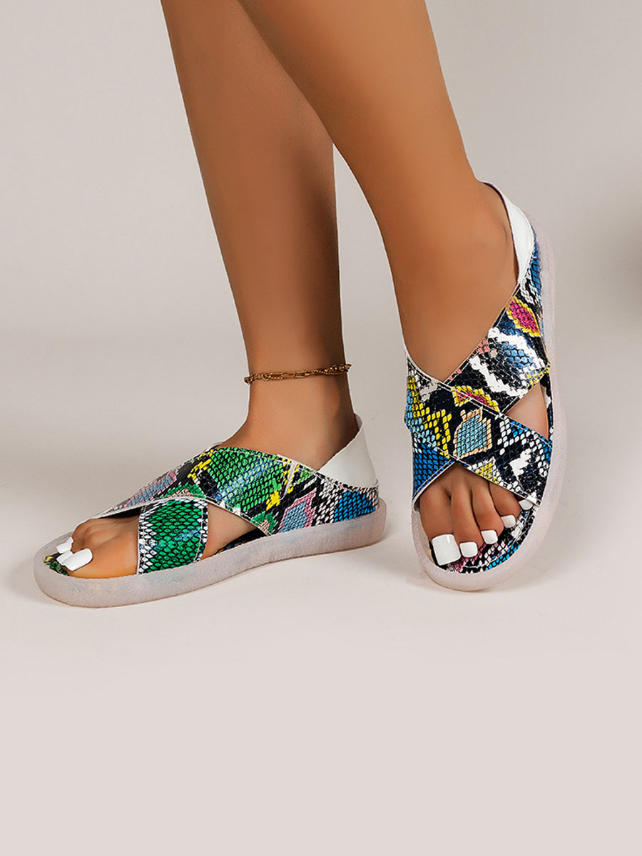 

LW Cobra Print Cross Strap Sandals