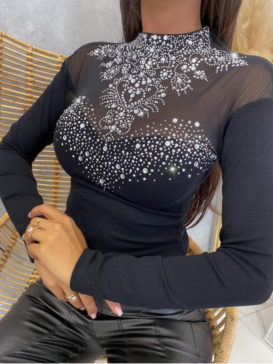 

LW SXY Sequined See-through T-shirt, Black