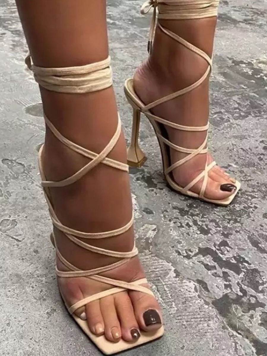 

LW SXY Tie Leg Heels, Beige