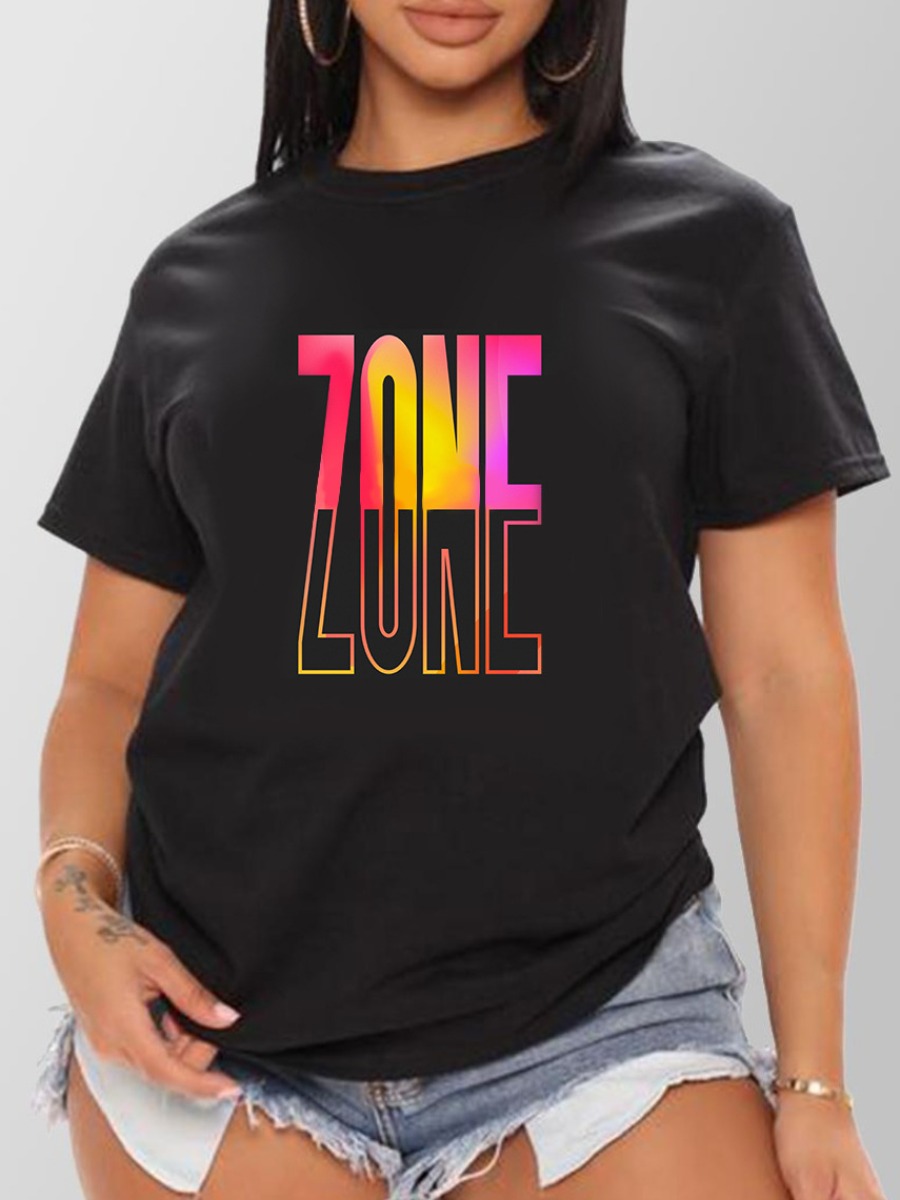 

LW Gradient Letter Print T-shirt, Black