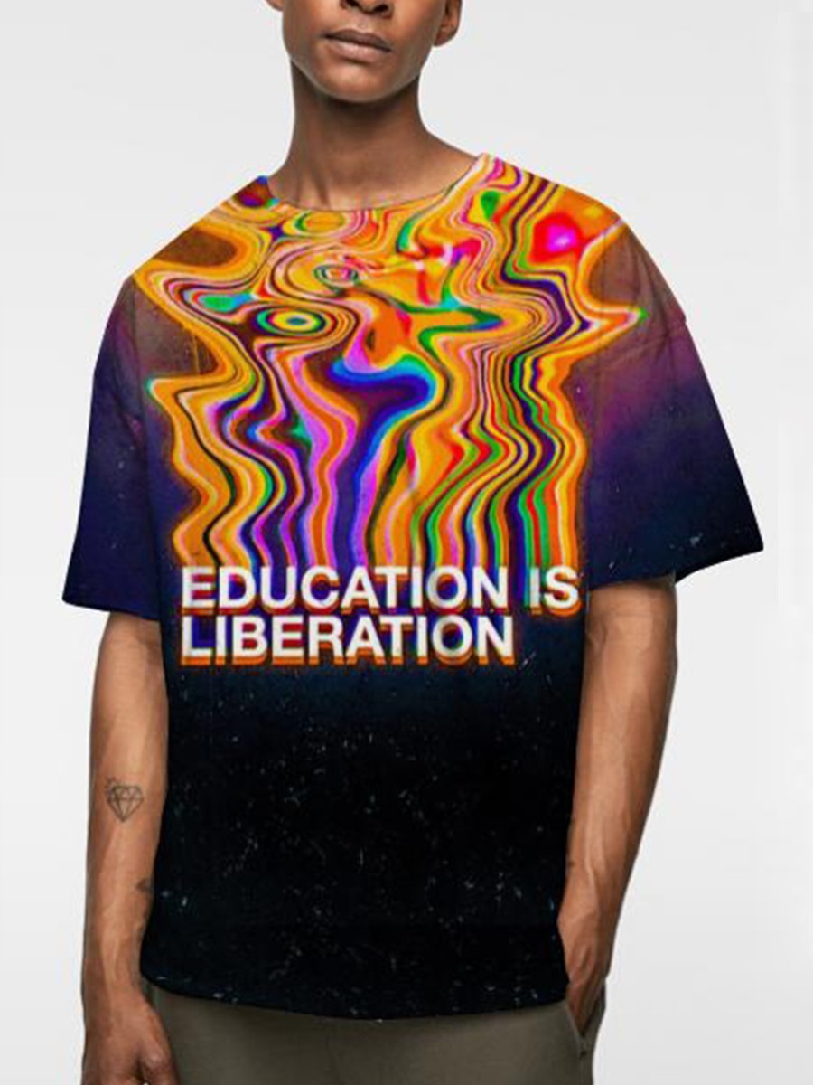 

LW BASICS Men Gradient Letter Print T-shirt, Black