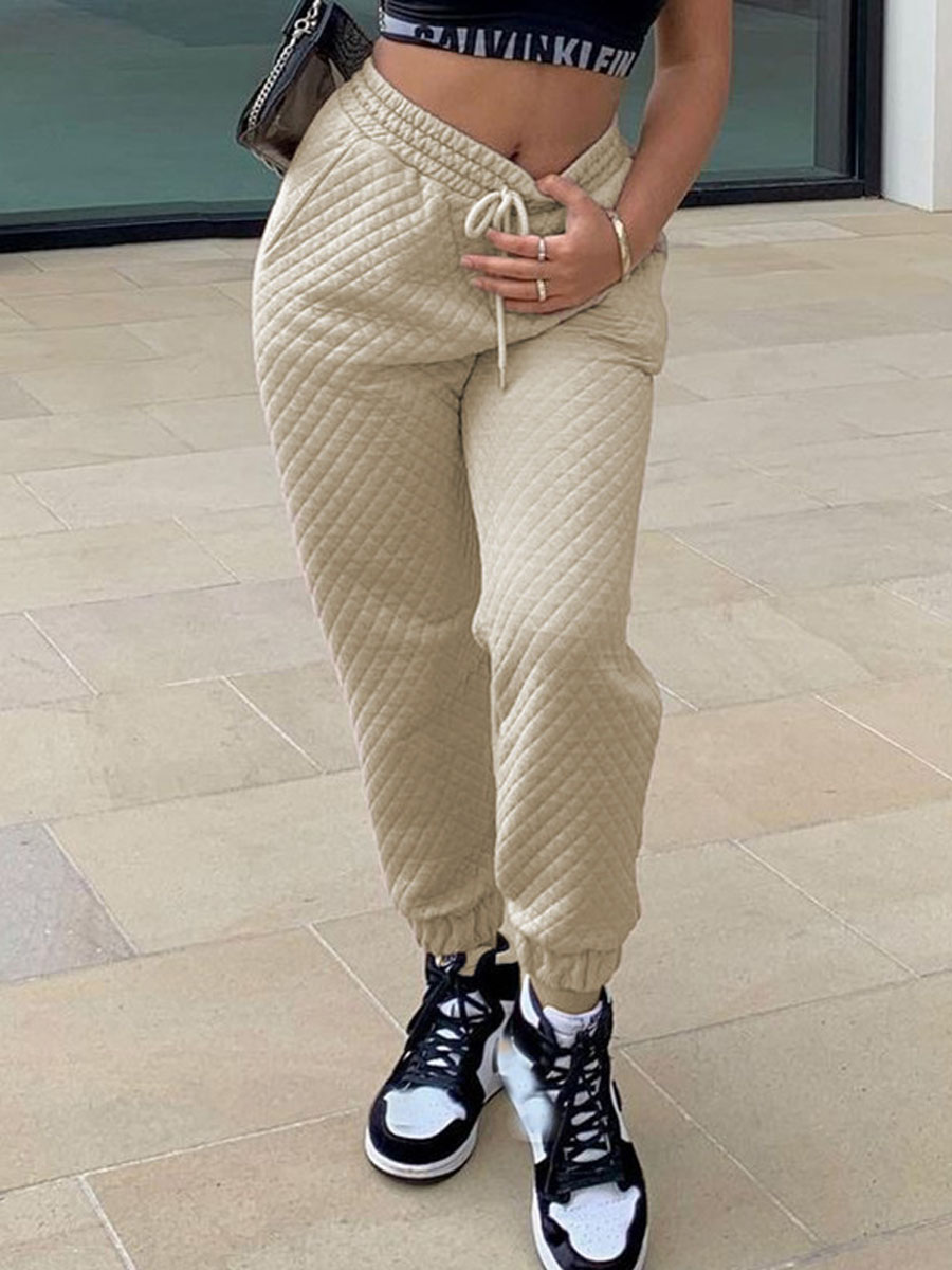 

LW Mid Waist Drawstring Pants, Khaki