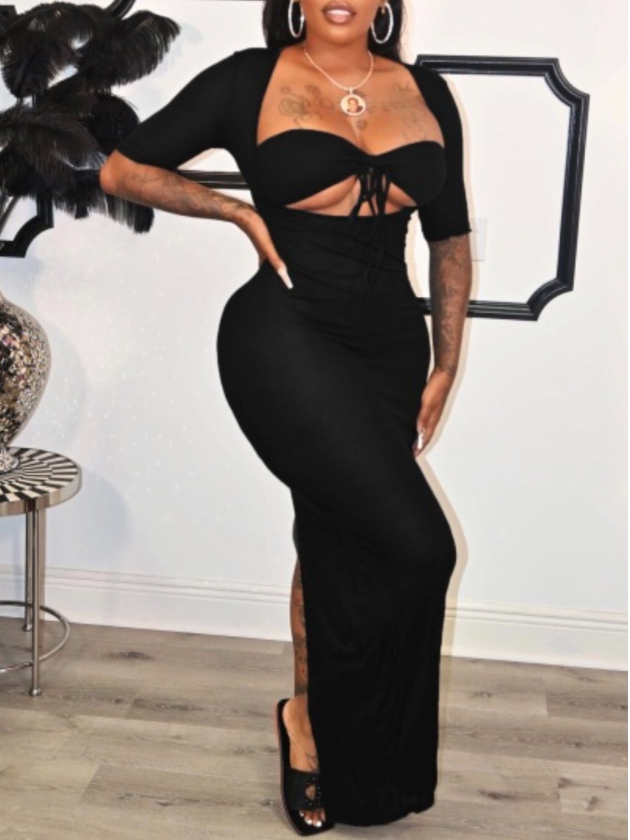 

LW SXY Cut Out Slit Bodycon Dress, Black