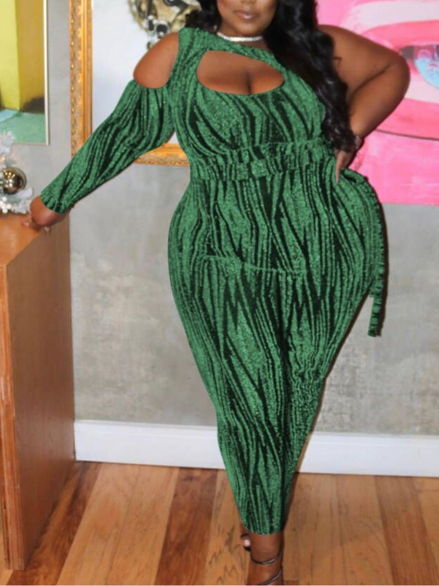 

LW Plus Size Print Cut Out Jumpsuit, Green
