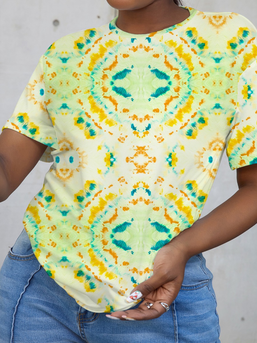 

LW Round Neck Tie-dye T-shirt, White