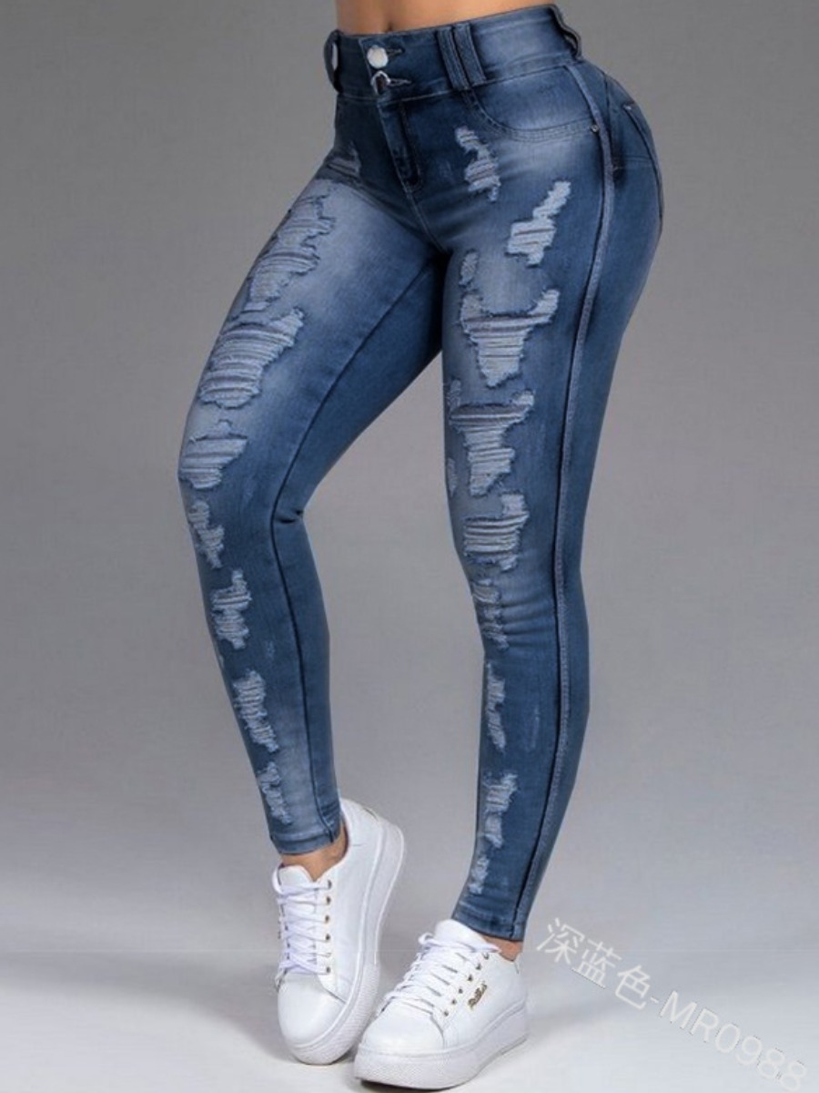 LW High Waist High Stretchy Distressed Skinny Jeans