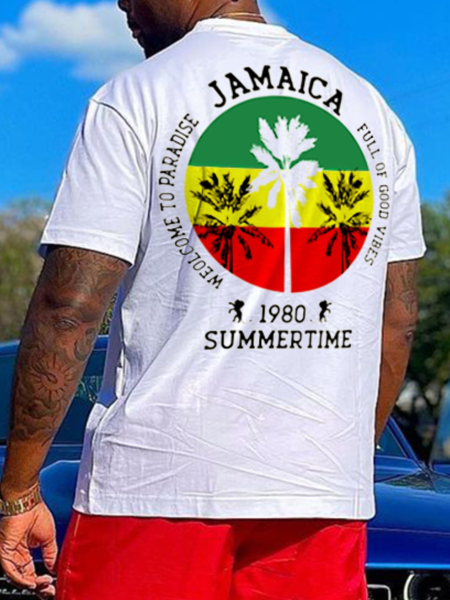 

LW BASICS Men Letter Print Patchwork T-shirt, White
