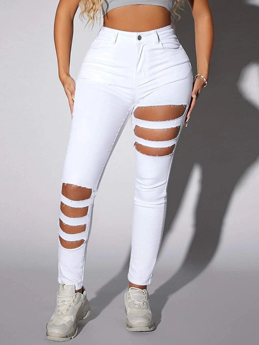 LW SXY Mid Waist Ripped Jeans