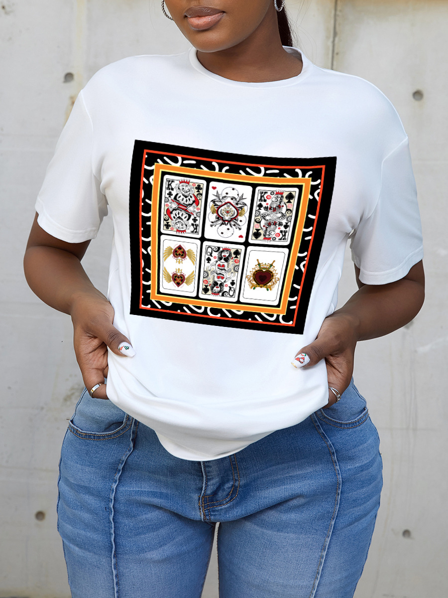 

LW Round Neck Mixed Print T-shirt, White