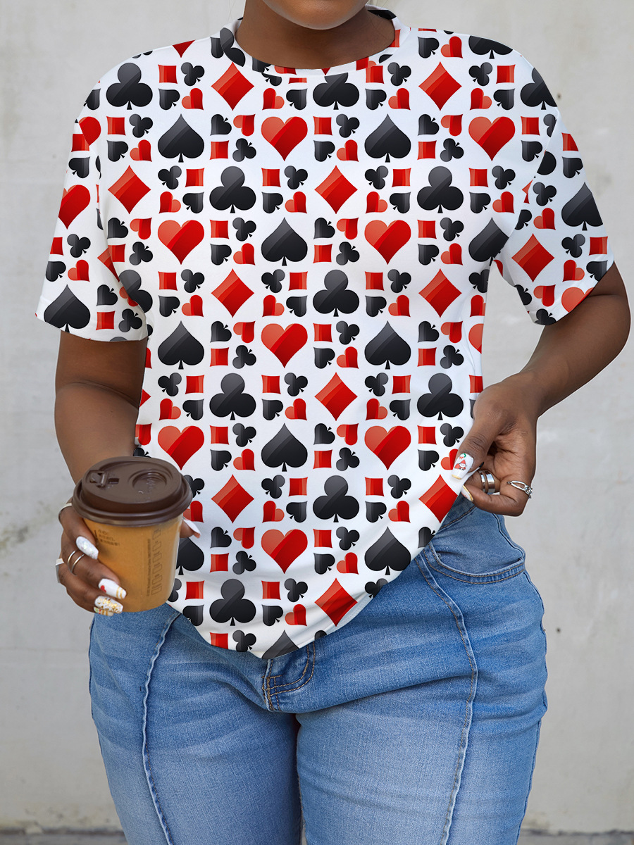 

LW Poker Print Patchwork T-shirt, White