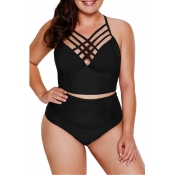 LW BASICS Plus Size Cross Straps Bikini Set