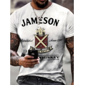 LW COTTON Men Round Neck Letter Print T-shirt