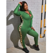 LW Plus Size Leopard Letter Print Jumpsuit