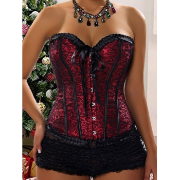 

LW SXY Plus Size Floral Decor Shapewear Corset, Red