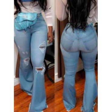 

LW High Stretchy Broken Holes Blue Jeans