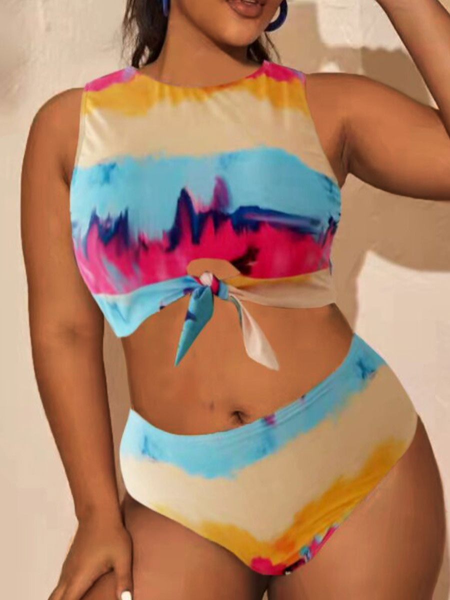

LW Plus Size Tie-dye Tankini, Multi